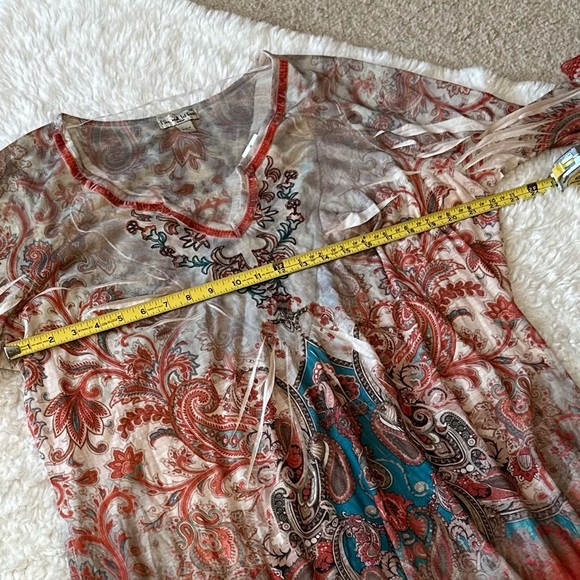 3X Live and let Live bohemian bell sleeve shirt - Picture 8 of 11